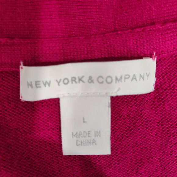 New York and Company pink cardigan with very unique black design women's size L - Picture 7 of 7